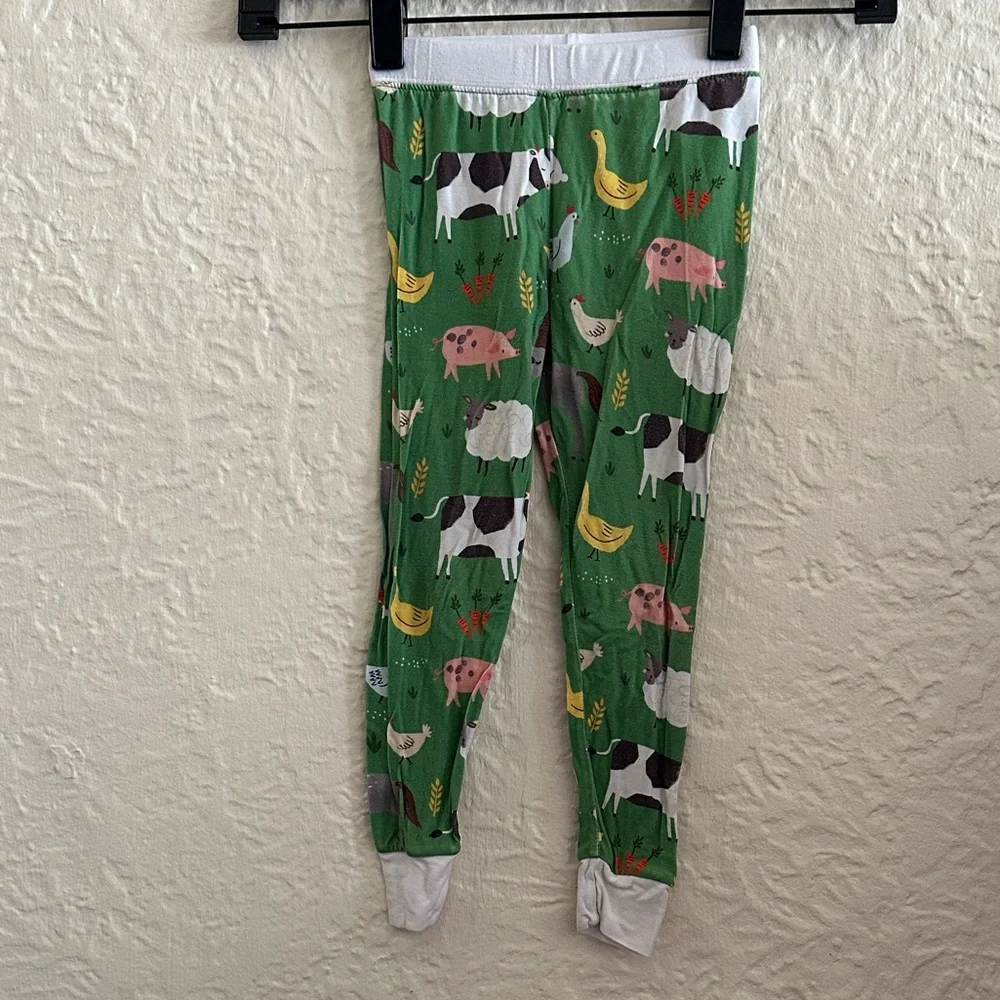 Little Sleepies Green Farm Animals Pajama Pants Bamboo 18-24 Months Pig Cow Hen